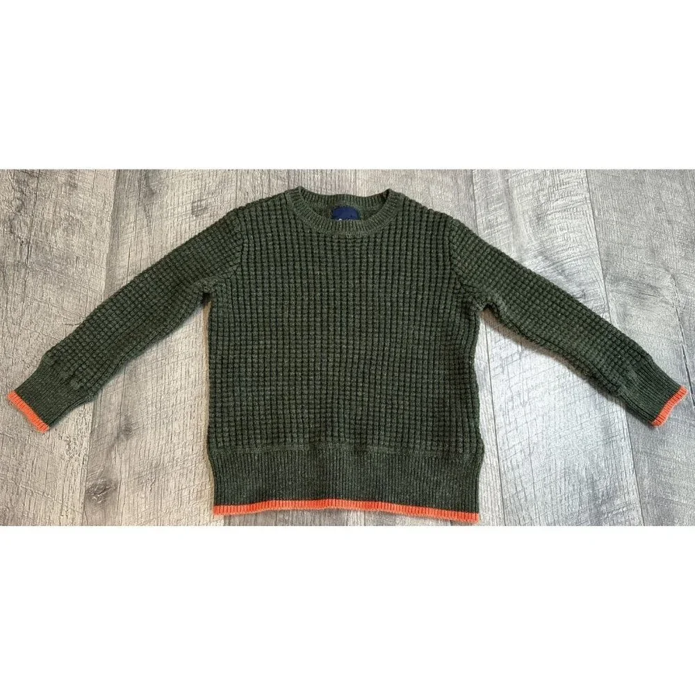 Baby Gap Sweater Boys 4-5 Green Waffle Knit‎ Crew Neck Pullover Winter Thick Top